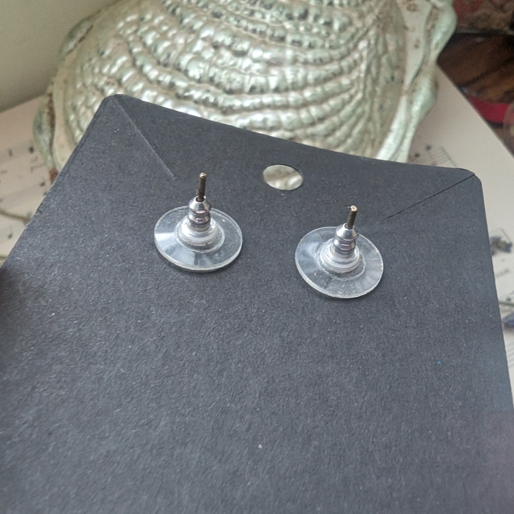 Silver Geometric Stud Earrings - Picture 7 of 7